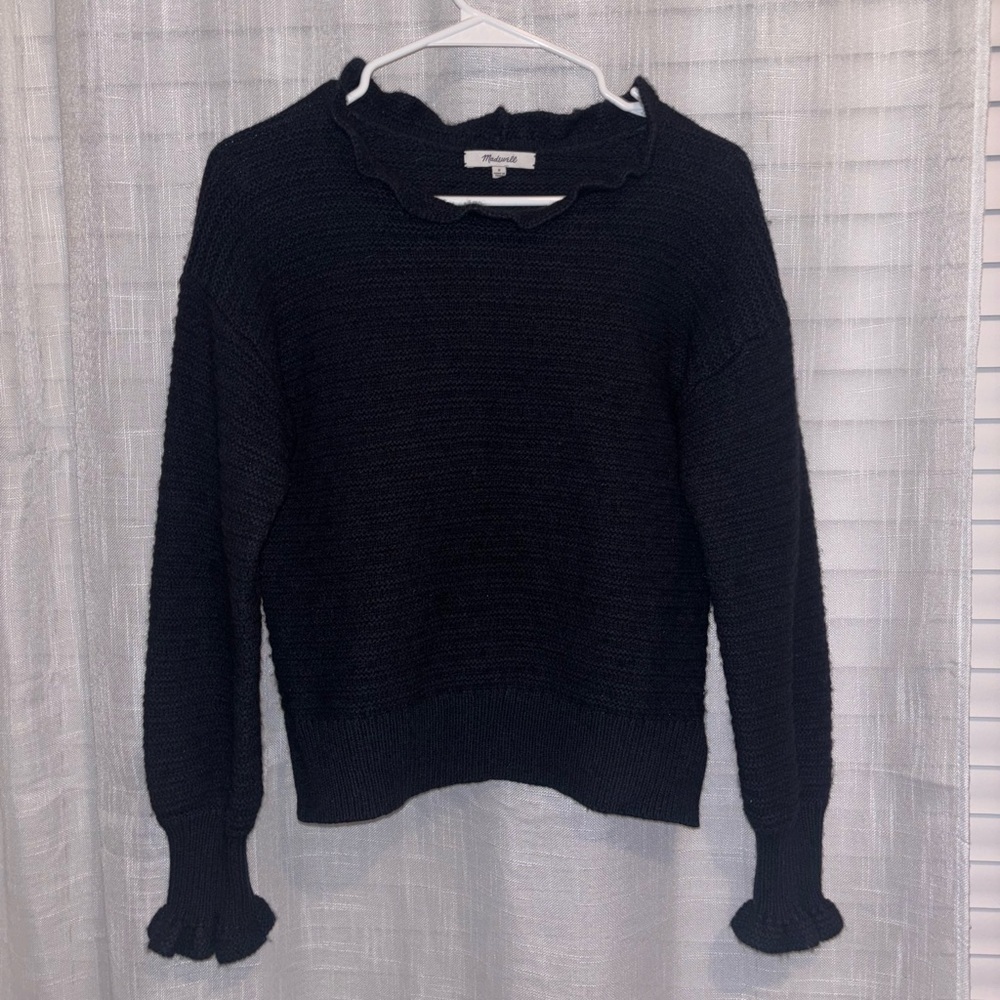 Madewell Ruffle-Neck Pullover Sweater in Cotton-Merino Yarn - Picture 2 of 5